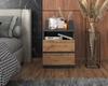 Bedside Table 40cm Gray Oak Wotan 2 Drawers Shelf For Bedroom