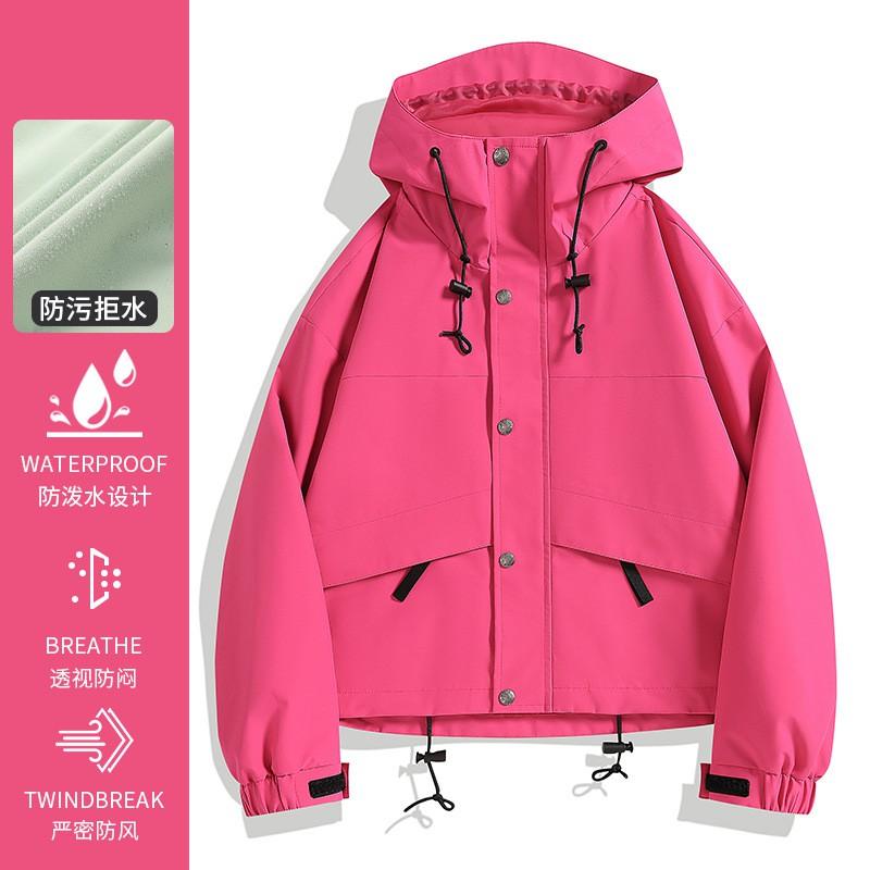 Womens Short Outdoor 3-in-1 Waterproof Windproof Jacket With Fleece Liner Hiking Camping Travel