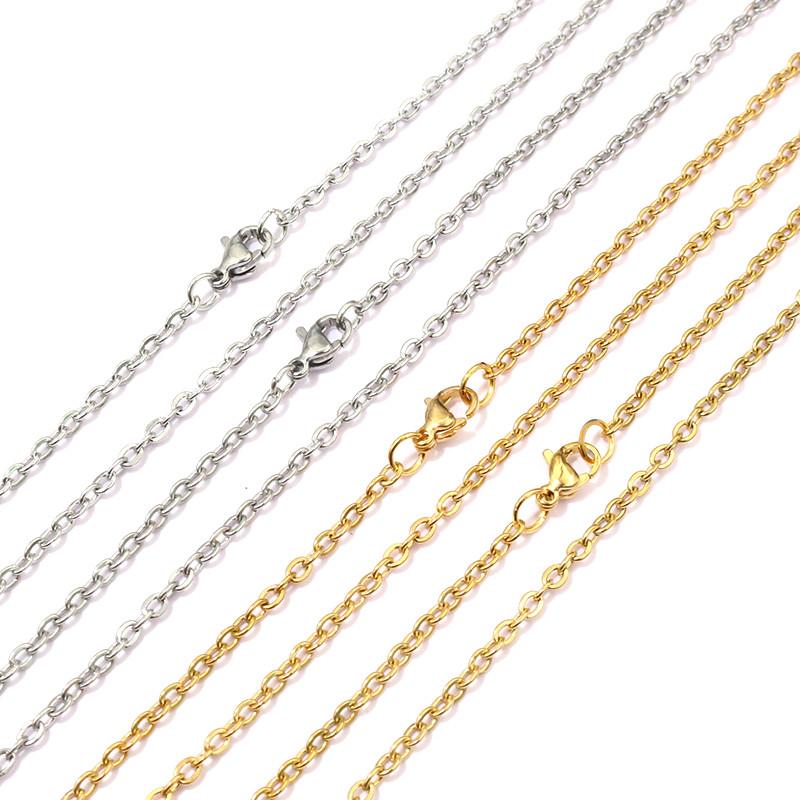 ( No Fade ) 5pcs /lot 3x2mm Man Women Chain Necklace 316L Stainless Steel O Link Pendant Necklace Fashion Jewelry 50CM 70CM Long