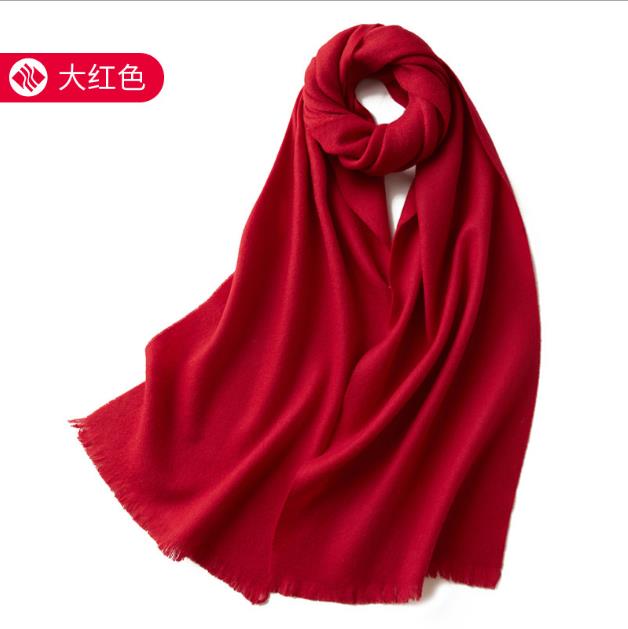 100% pure wool scarf Women's wild classic pure color new autumn and winter couples warm long short ear cashmere scarf