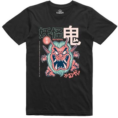 T-shirt Demone Oni Yokai Design Giapponese Vestibilità Regolare T-shirt in Cotone