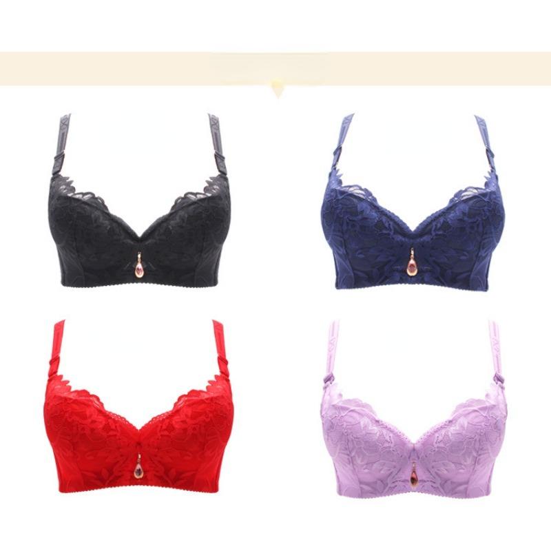 Large Size Bra, Lace, Breathable, Gathered and Adjustable Women's Underwear, with A Thin Bra for The Collection of Side Breasts