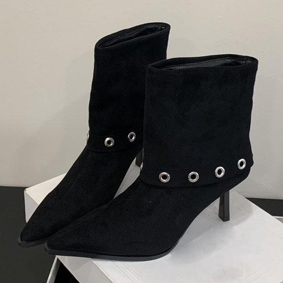 

Eilyken Новая Мода Женские Ботильоны с Острым Носком Сексуальные Туфли на Тонком Высоком Каблуке Осень Зима Короткие Ботильоны Женские 35 чёрный