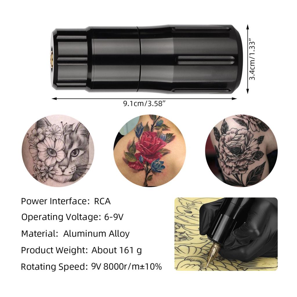  Aluminum Alloy   Tattoo Pen Short Pen-type Tattoo Machine Shader Liner Motor Power Cord Kit for Artists Tattoo Supply