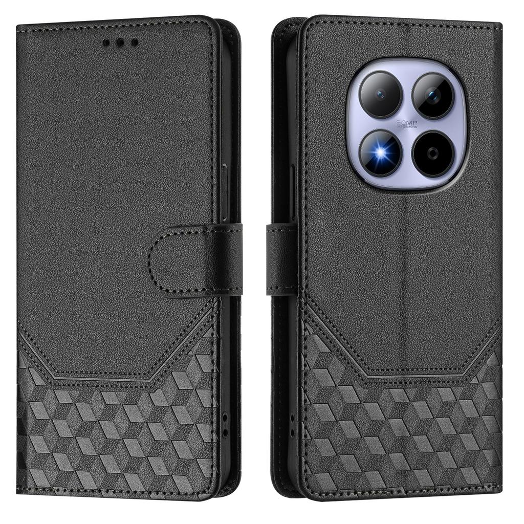 For Xiaomi Redmi Note 15 Pro 5G Case Imprinted Honeycomb RFID Blocking Leather Phone Cover with Strap