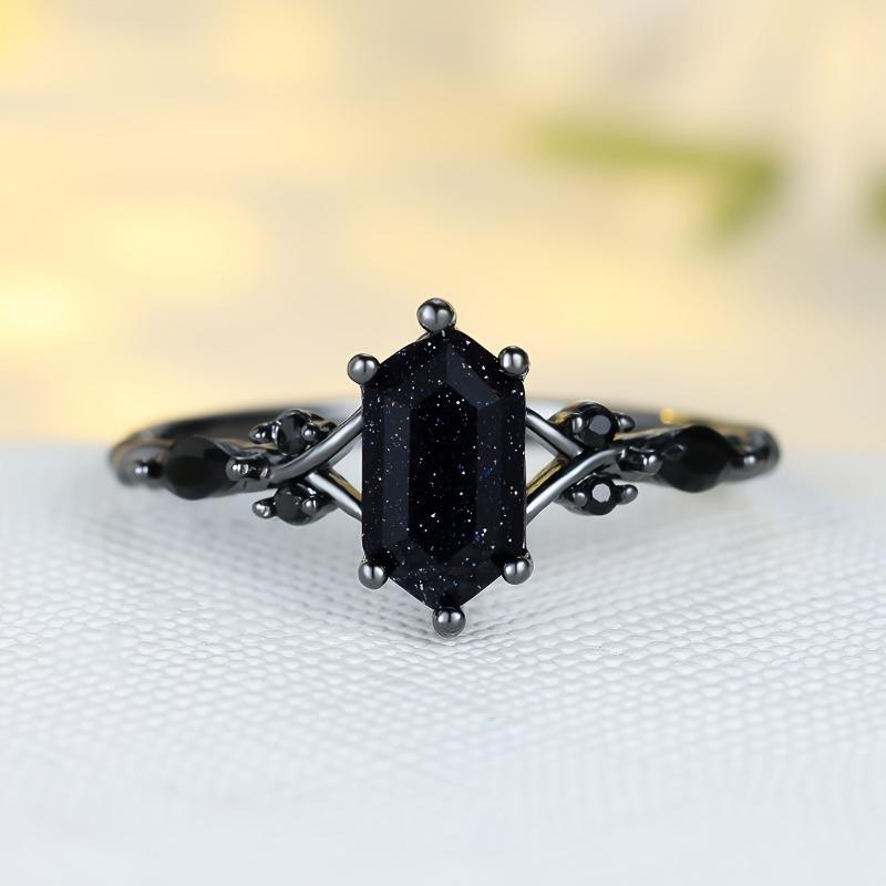 Elegant Black Hexagonal Women's Cross Ring - Perfect for Parties and Vacations, Party Accessories | Classic and able Ring