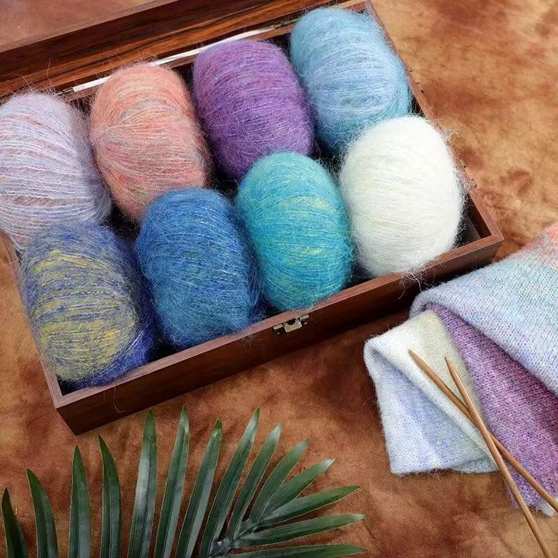 

150g/set Colorful Mohair Yarn for Hand Knitting Crochet Scarf Shawl Coats Bags Hats DIY Soft Gradient Thread Warm Comfortable