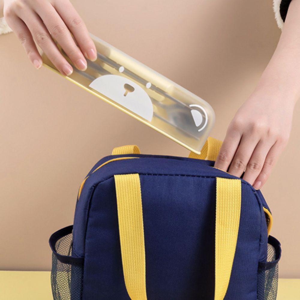 3 Pcs/Set Anti-slip Travel Cutlery Set with Storage Box Flateware Set Student Tableware Set  School