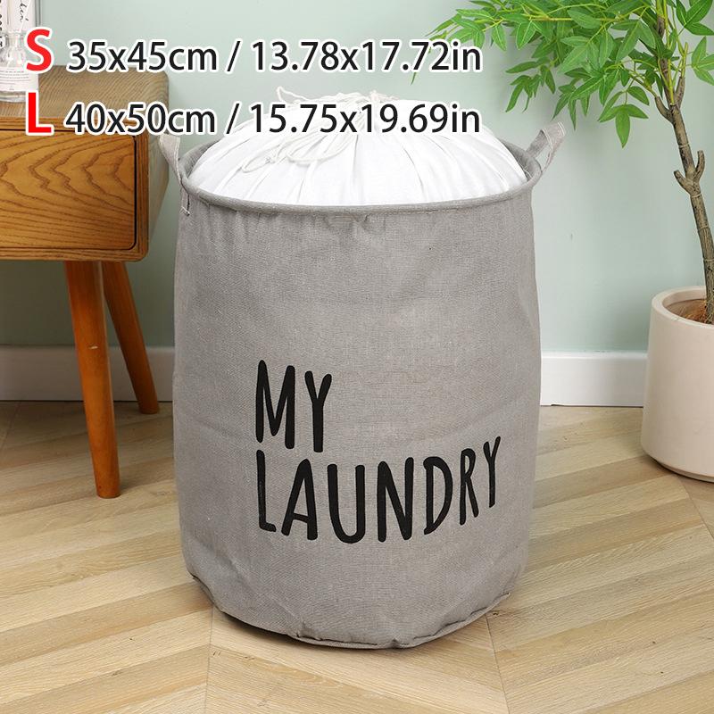 Foldable Dirty Clothes Basket Bundle Mouth Cotton Linen Cylindrical Type High Capacity Clothing Storage Moving Bag Waterproof