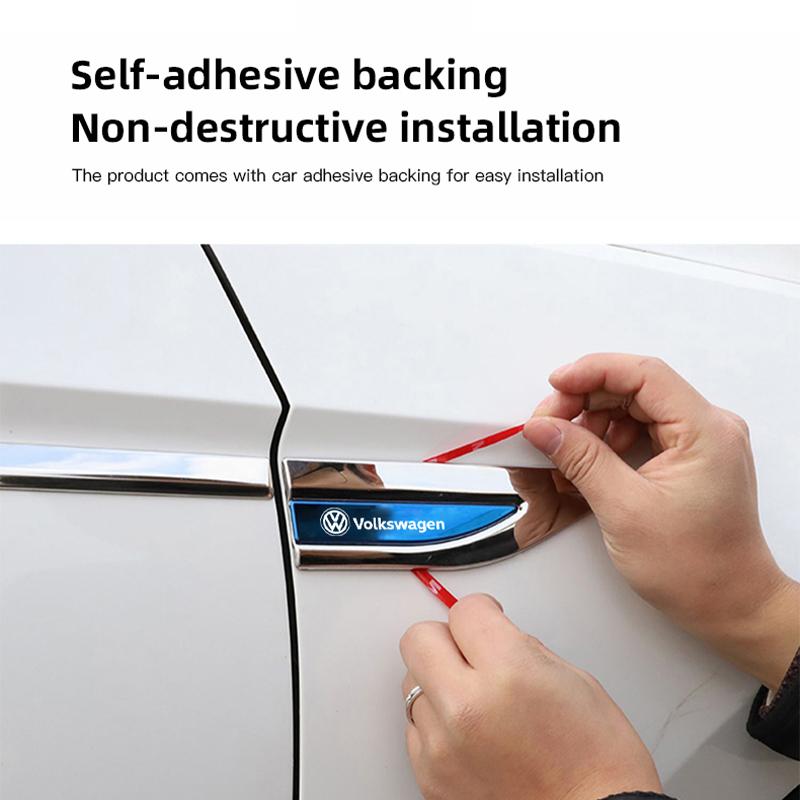 T262Pcs Car Leaf Board Personality 3D Metal Stickers For Volkswagen Golf Passat b6 Amarok T5 Phaeton T-Cross Car Fender Side Decals