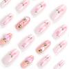 Fresh Pink Peach Gemstone Manicure Tips - New Xiaohongshu Style Wearable False Nails