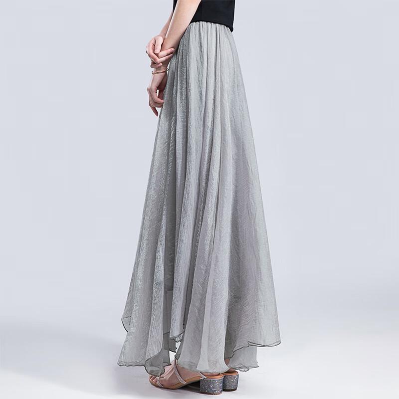 Silkbay Women's Irregular Hem Draped Maxi Skirt