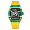 In Stock RM 6702 Slim Barrel Montre Homme Colorful Band Hollow 37.5mm Skeleton Dial Waterproof Sport Casual Quartz Wristwatch