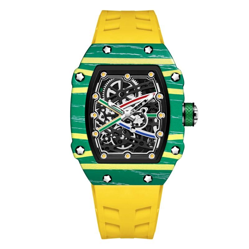 In Stock RM 6702 Slim Barrel Montre Homme Colorful Band Hollow 37.5mm Skeleton Dial Waterproof Sport Casual Quartz Wristwatch