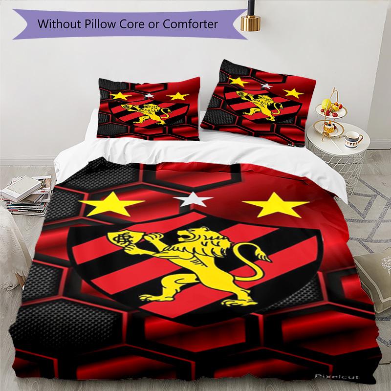 Sport Club Football Crest Printed Pattern Duvet Cover Set – includes 1 duvet cover and 2 matching pillowcases Bedroom decor Christmas gifts