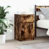 Nightstand Smoked Oak Finish 39 X 35 X 65 Cm Engineered Wood