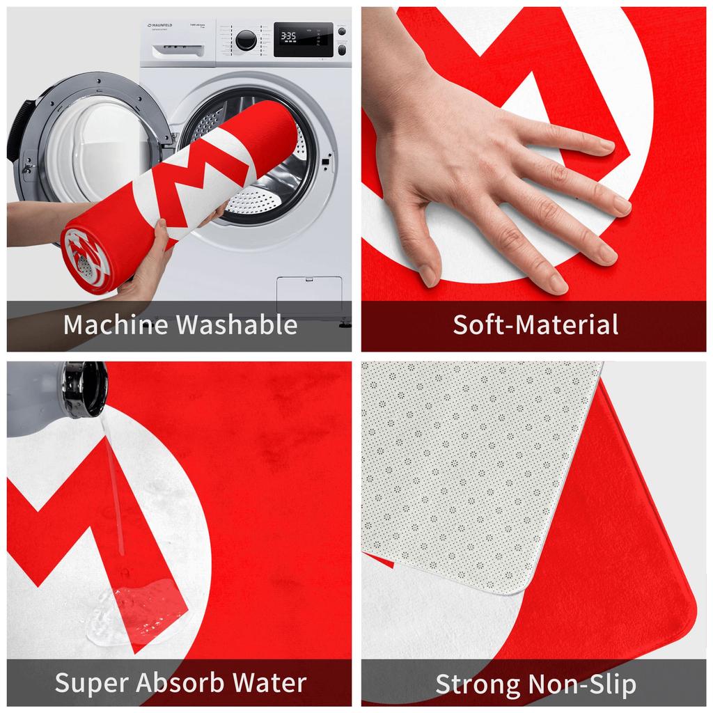 Cartoon Game Marios M Letter Printed Doormat Mat Anti-Slip  Kitchen Bathroom Bedroom Rug Carpet 40*60cm
