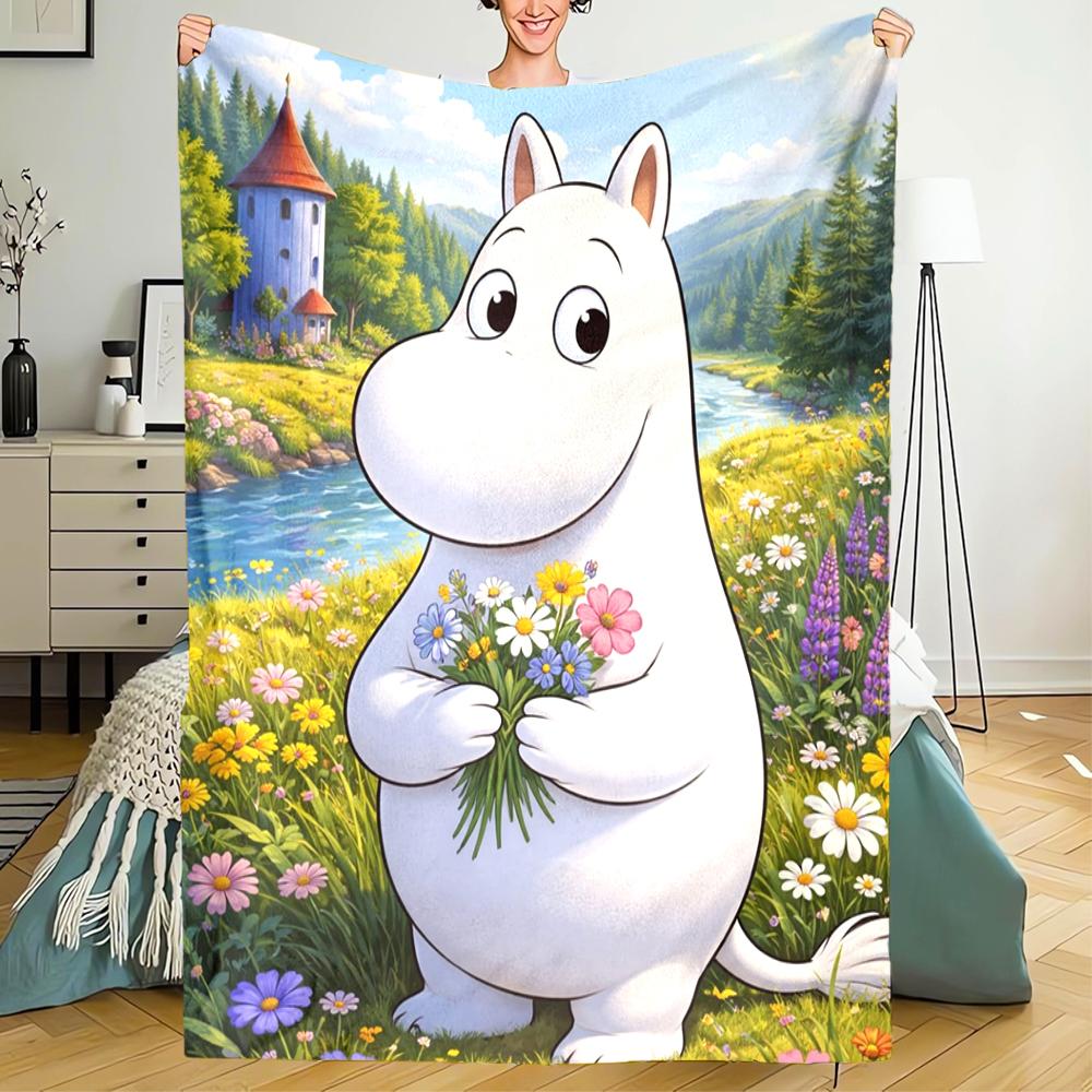 Moomin Temalı Baskılı Battaniye - Kanepe, Yatak, Seyahat ve Dış Mekan Kullanımı İçin Mükemmel | Makinede Yıkanabilir, Rahat ve Dayanıklı.