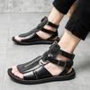 Fashion Summer New Men Gladiators High Qualit Leather Casual Shoes Breathable Beach Sandals Outdoor Slippers Black White Big Size