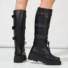 Autumn and Winter Ebay Casual Mid-heel Knight Boots Versatile Belt Buckle High Boots Women