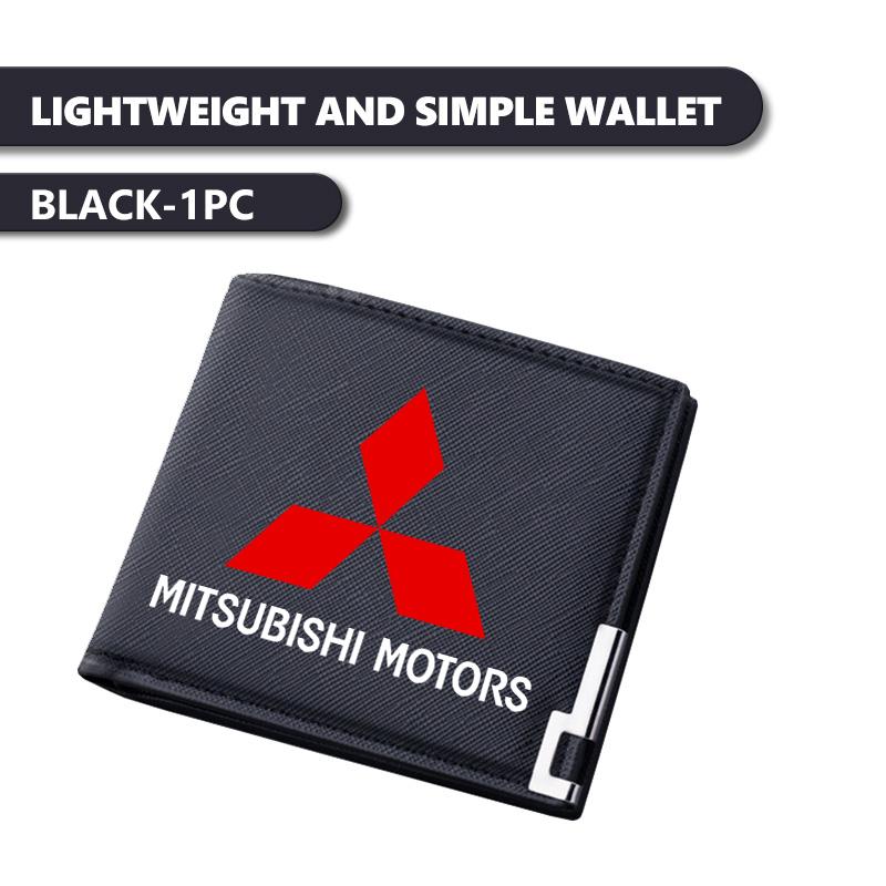 Leather Car Logo Men Wallet ID Credit Card Holder License Bag Gift For Mitsubishi Outlander Lancer Cross Colt Xpander Mirage