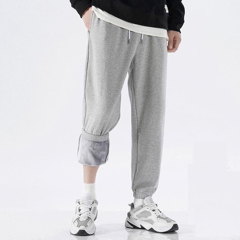 Pánské podzimní a zimní termo oblečení do posilovny, silné kalhoty, flexibilní streetwear a sametové ležérní tepláky, sportovní oblečení, tepláky pro muže