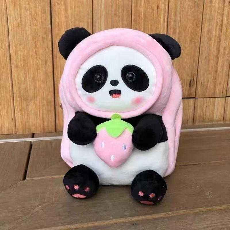 

Panda Backpack Cartoon Plush Doll Package with Adjustable Shoulder Straps Large Capacity Backpack for School Travel and Leisure Activities 1pcs 25x25x8cm розовый