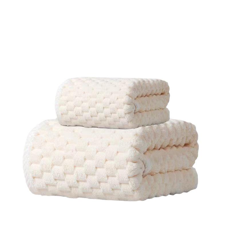 Golden Turtle Coral Fleece Extra Large Absorbent Bath Towel - Soft Grid Velvet Flannel