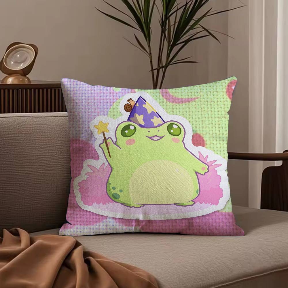 W-Wizard frog Anime Pillow Case Anti-dustmite Pillowcase Invisible zipper silky short plush Sofa cushion cover
