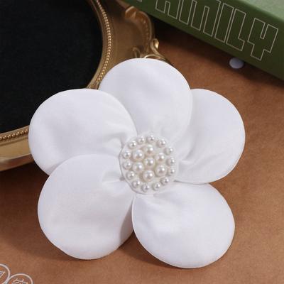 2PCS Satin Fabric Flower Appliques 3D Dress Decoration Clothing Patches Handmade Five-petaled Flowers Clothing Applique Sewing
