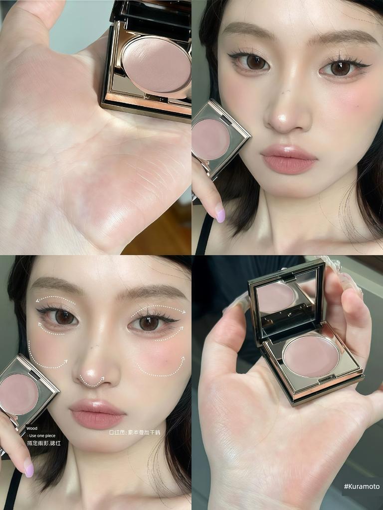 Autumn and Winter Low-Saturation Natural Brown Water-Gloss Cream Blush That Enhances Complexion Naturally, Multi-Use for Contouring