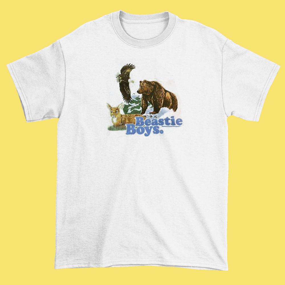 Лесные Животные Белый Beastie Boys Хлопковая рубашка Подарок Рождество одна сторона D1061 Унисекс Футболка XL