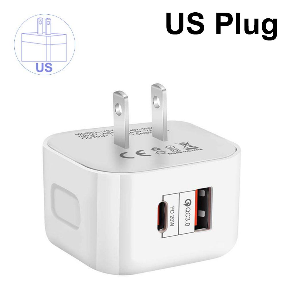 EU US UK 20W Dual Ports Type C USB C PD Wall Charger Fast Quick Charging Power Adapters For 11 12 13 14 15 Samsung