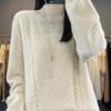Women's Short Loose Wool Turtleneck Sweater - Solid Color Long Sleeve Knitwear