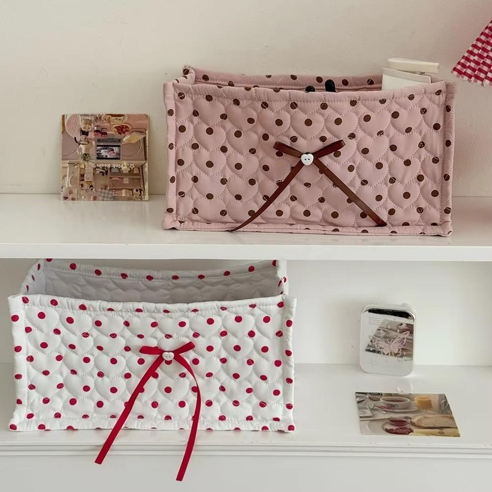 Large Storage Basket Heart Polka Dot Desktop Organizer Basket Storage Box Sundries Organization