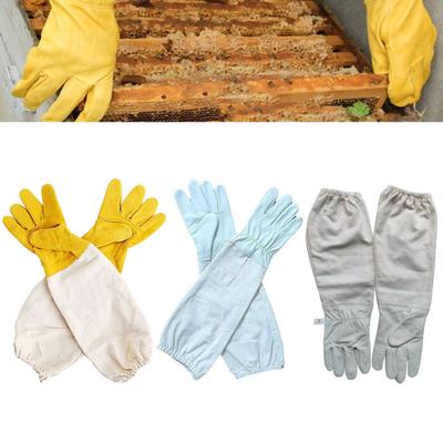 1 Paar Bienenzucht-Handschuhe, atmungsaktiv, schützend, langärmelig, Canvas, Ziegenleder, bequem, Bienenzucht-Handschuhe