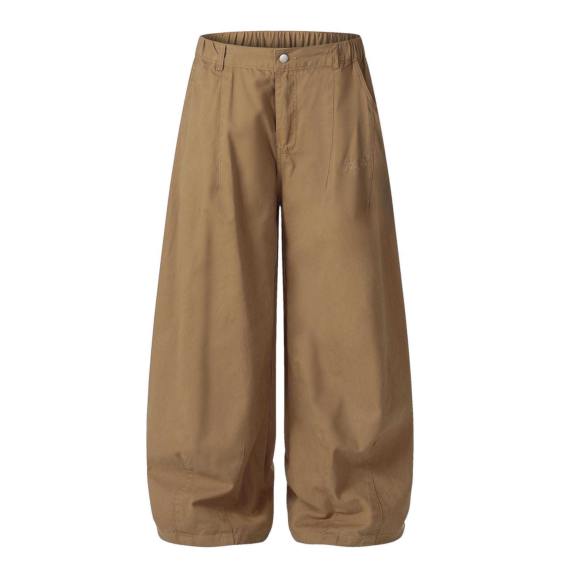 

Trendy Loose Vintage Cargo Pants: Windproof Drawstring Straight-Leg Casuals for Men & Women XL хаки