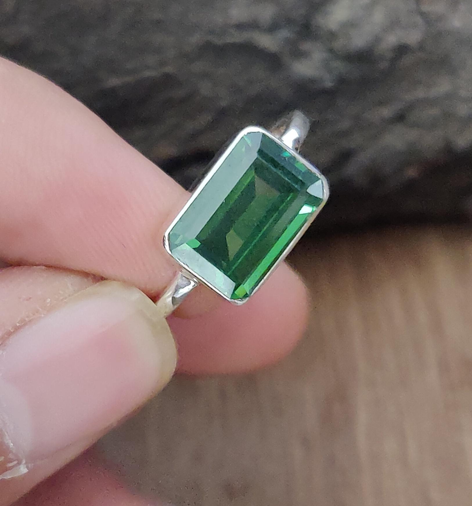 

Женское кольцо с изумрудом, зеленый драгоценный камень 925, твердое серебро, украшения ручной работы, эффектное кольцо в стиле бохо, подарок для нее 9