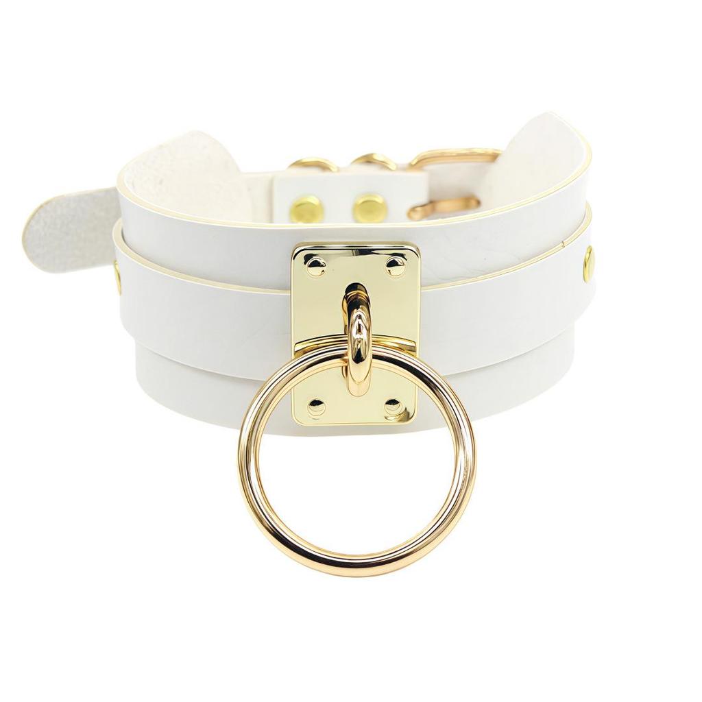 Harajuku Punk PU Leather O-Ring Choker Collar Necklace