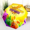 Happy Rabbit  Pattern, Automatic Folding Umbrella, Portable and Foldable Design, 8 Ribs, a Christmas or Birthday Gift.