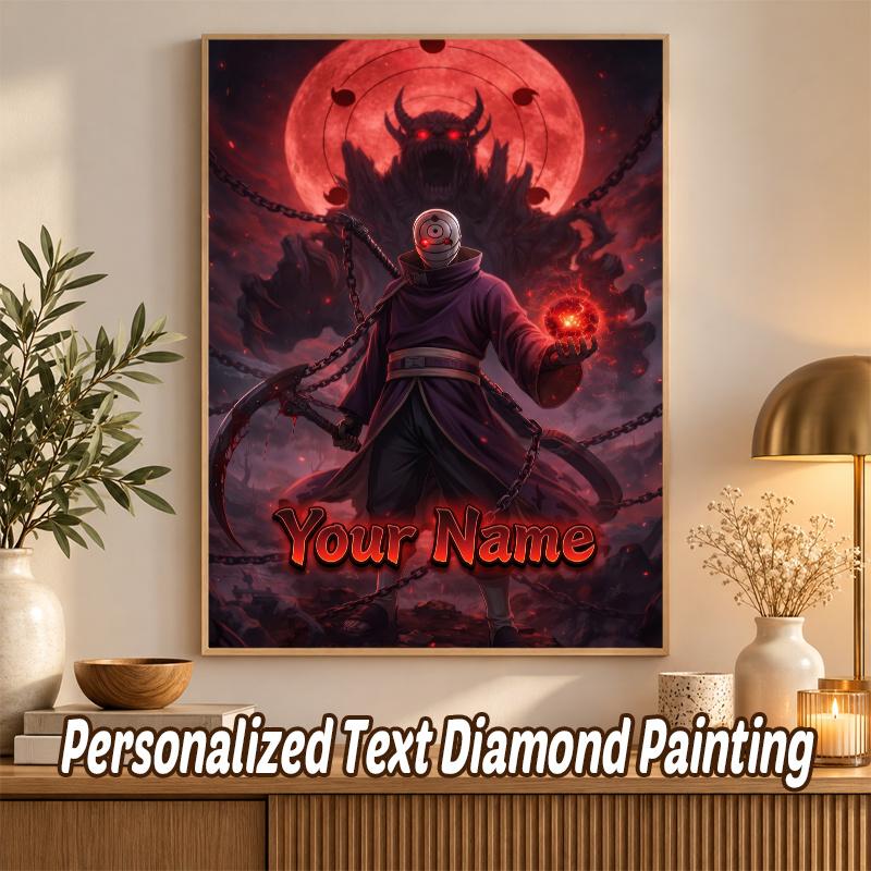 Obito Uchiha Custom Name Diamond Painting Personalized 5D Full Drill DIY Diamond Art Home Decor