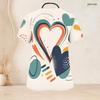 Women Plus Size V Neck Short Sleeve Scrub Top Minimalist Golden Line Intertwined Heart Print Nurse Uniform Top