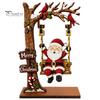 Creative Christmas Desktop Ornaments Wooden Ornaments, Santa Snowman Figurine with Moving Holiday Decorations Swing, Rustic Tabletop Centerpiece