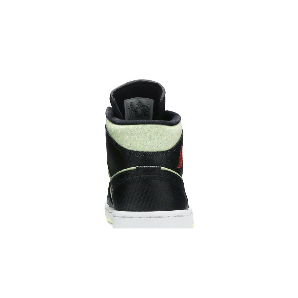 Womens Air Jordan 1 Mid SE 'Black Barely Volt' (women's Sizes) Black / Chile Red / Barely Volt Vintage Basketball Shoes CV5276 003