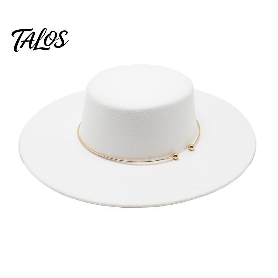 Chapeau Fedora Style Vintage Chapeau Rétro à Sommet Plat, Feutre de Laine Pork Pie Chapeau Melon avec Anneau Métallique pour Robe Décontractée Automne Hiver, Trilby à Large Bord pour Femmes