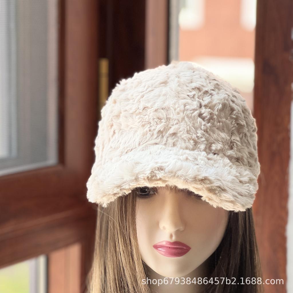 Autumn and Winter New Warm Baseball Cap Women's Soft Fufu Thickened Velvet Cap Winter Cute Face