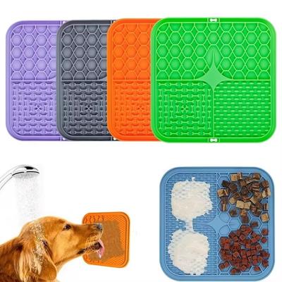 Pet Lick Silicone Mat with Suction Cup Slow Food Bowl Anti-Choking Yogurt Meal Mat Dog Bathing Distraction Dog Feeder Supplies