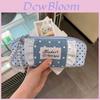 Style Blue And White Gingham Canvas Pencil Case For Students Storage Organizer