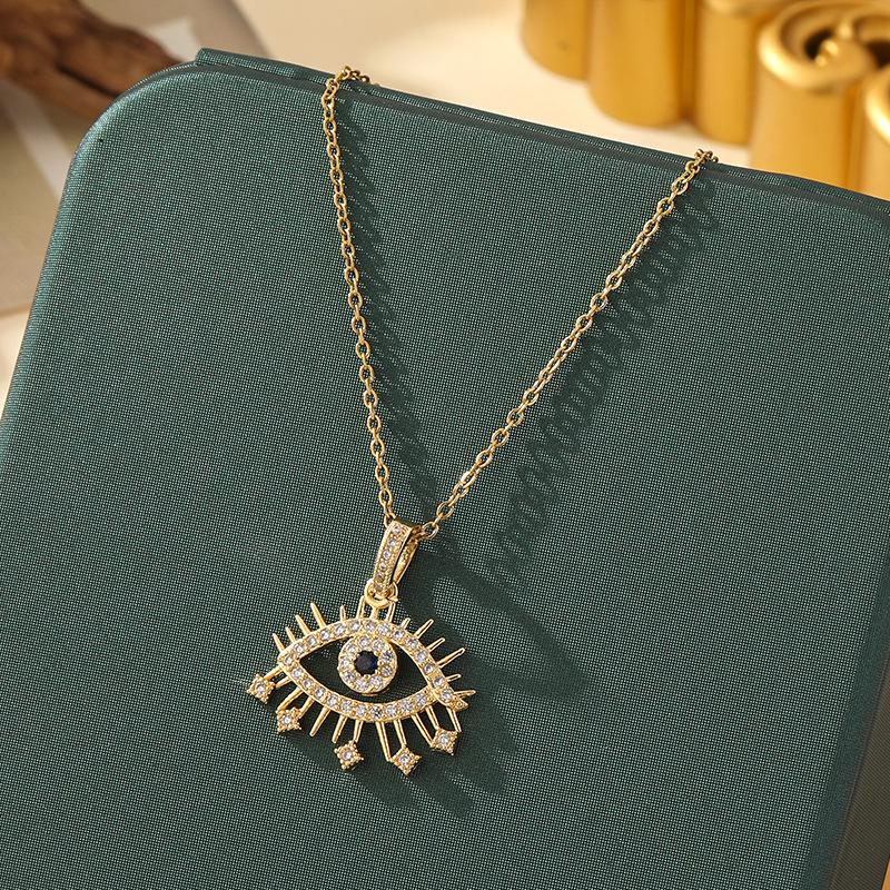 Beliebte Halskette mit blauem bösen Blick aus Titanstahl für Damen – Vielseitiger und personalisierter Schlüsselbeinkettenschmuck