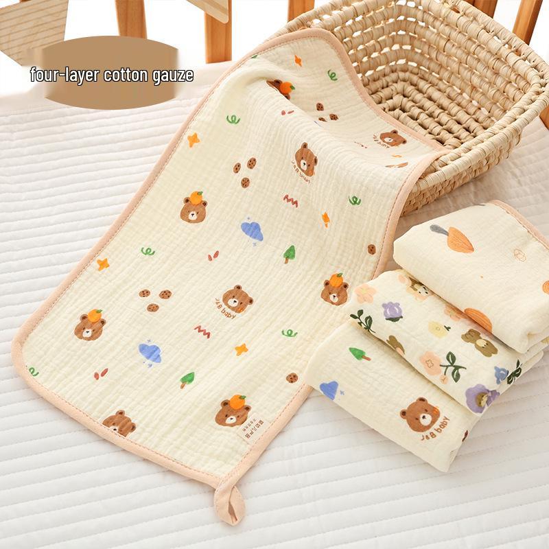 Four-Layer Pure Cotton Baby Crepe Towel: Class A Gauze Face Washer 25x50 cm